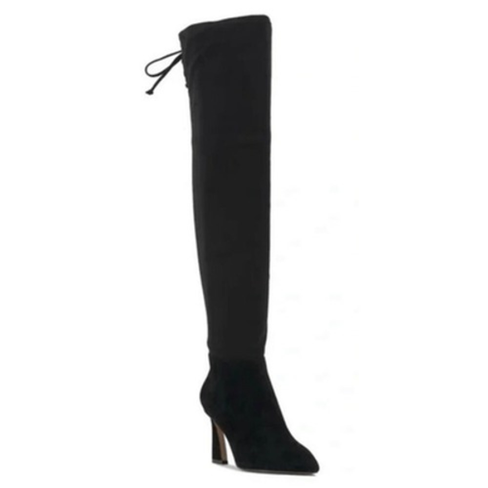 Vince Camuto Suede Over The Knee Boot Size 8.5 Wide Calf Pointed Toe in Black